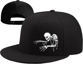 Snapback Hats for Men Flat Bill Brim Hats for Men Black Fitted hat Mens Baseball Caps