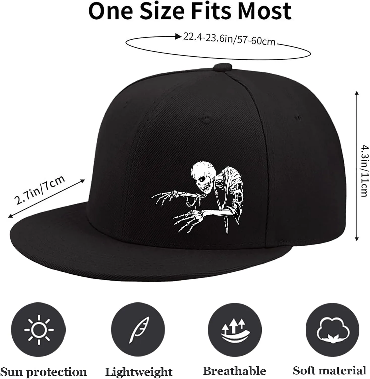 Snapback Hats for Men Flat Bill Brim Hats for Men Black Fitted hat Mens Baseball Caps