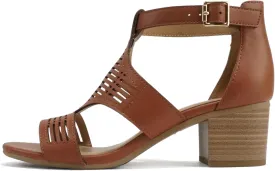 Soda Norway ~ Women Open Toe Closed Back Counter Cutout Upper Low Block Heel Sandal with Adjustable Ankle Strap