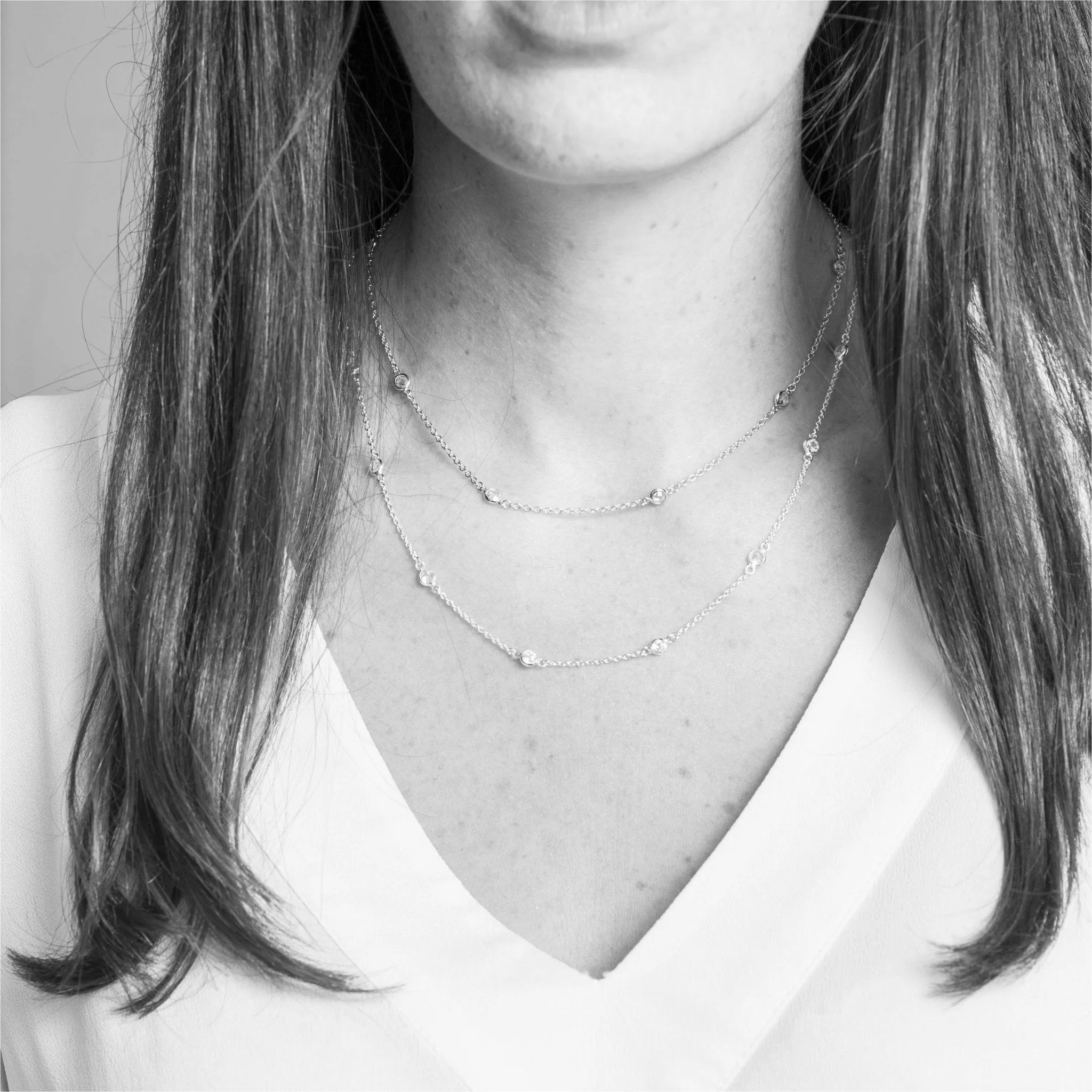 Sofia Yellow Gold & Cubic Zirconia 15" Necklace Set