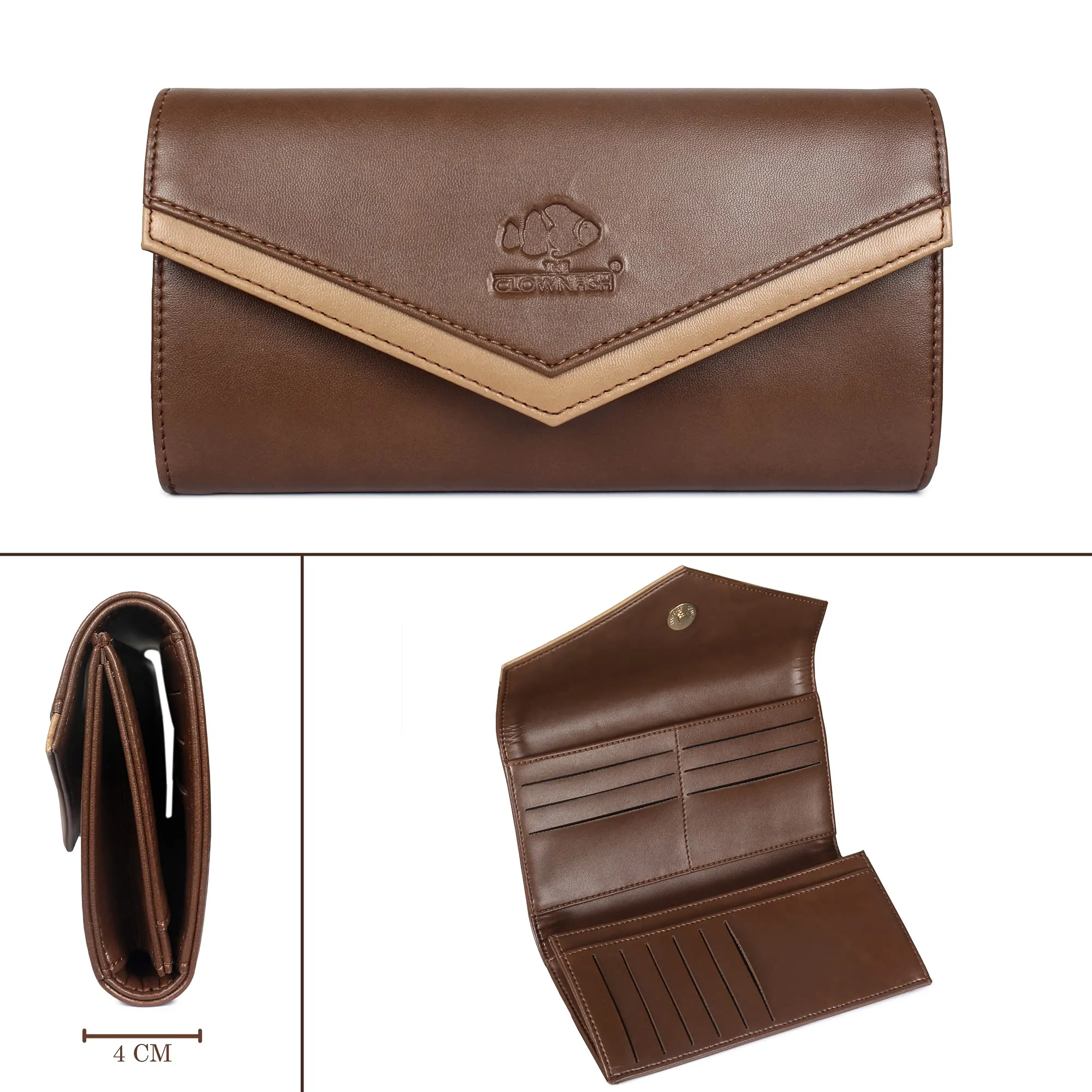 Stylish Women's Wallet Clutch - Multiple Card Slots | Slim & Compact | Brown