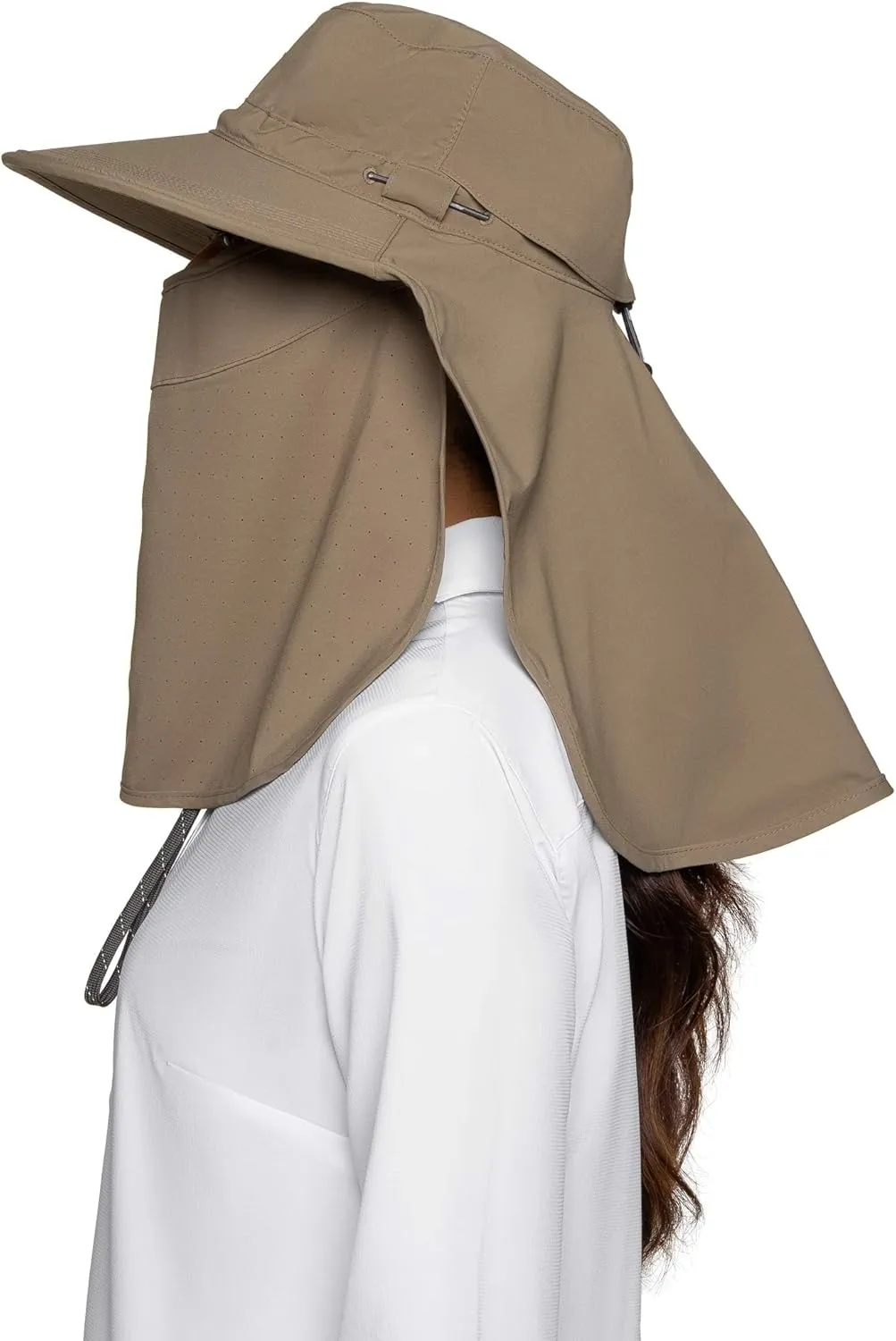 Sun Hat with Fold-Away Neck Drape & Clip-On Face Mask- UPF50  Sun Protection - Ideal for Fishing - Stevie - Unisex (One Size)