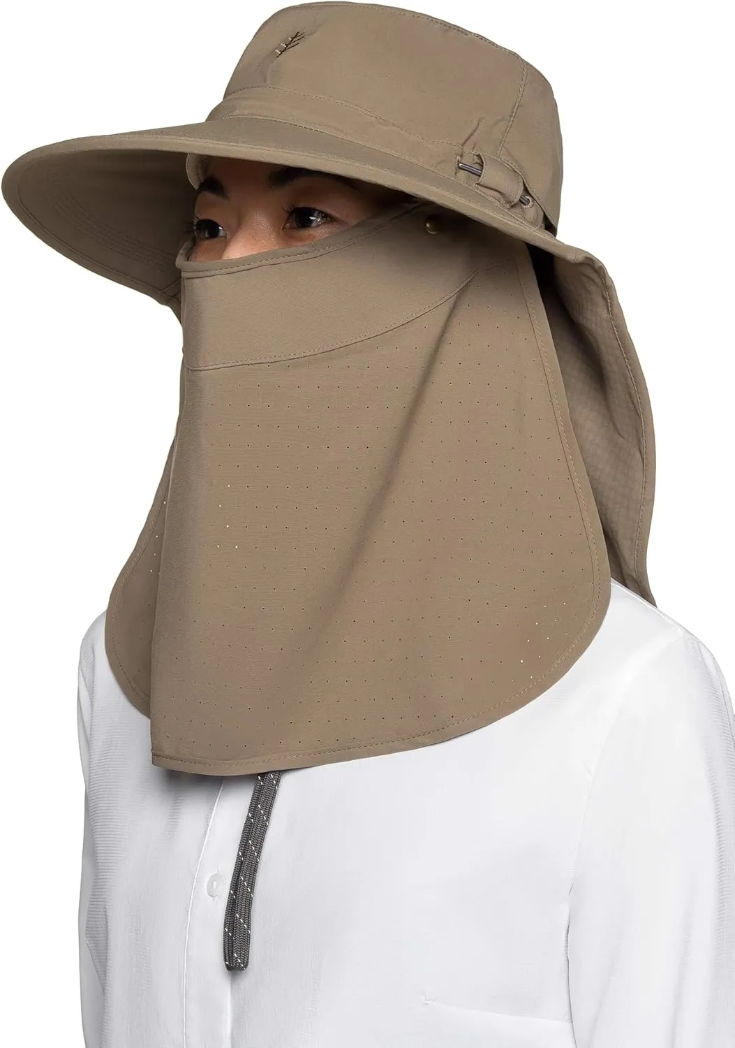 Sun Hat with Fold-Away Neck Drape & Clip-On Face Mask- UPF50  Sun Protection - Ideal for Fishing - Stevie - Unisex (One Size)