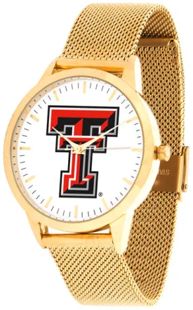 Texas Tech Statement Mesh Band Unisex Watch - Gold