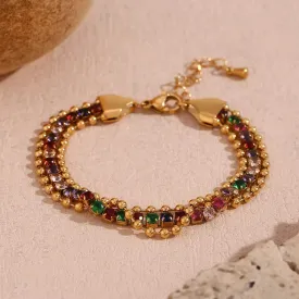 Three Layer Bead Diamond Bracelet Colorful