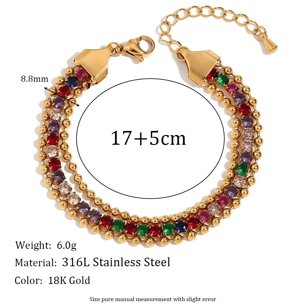 Three Layer Bead Diamond Bracelet Colorful