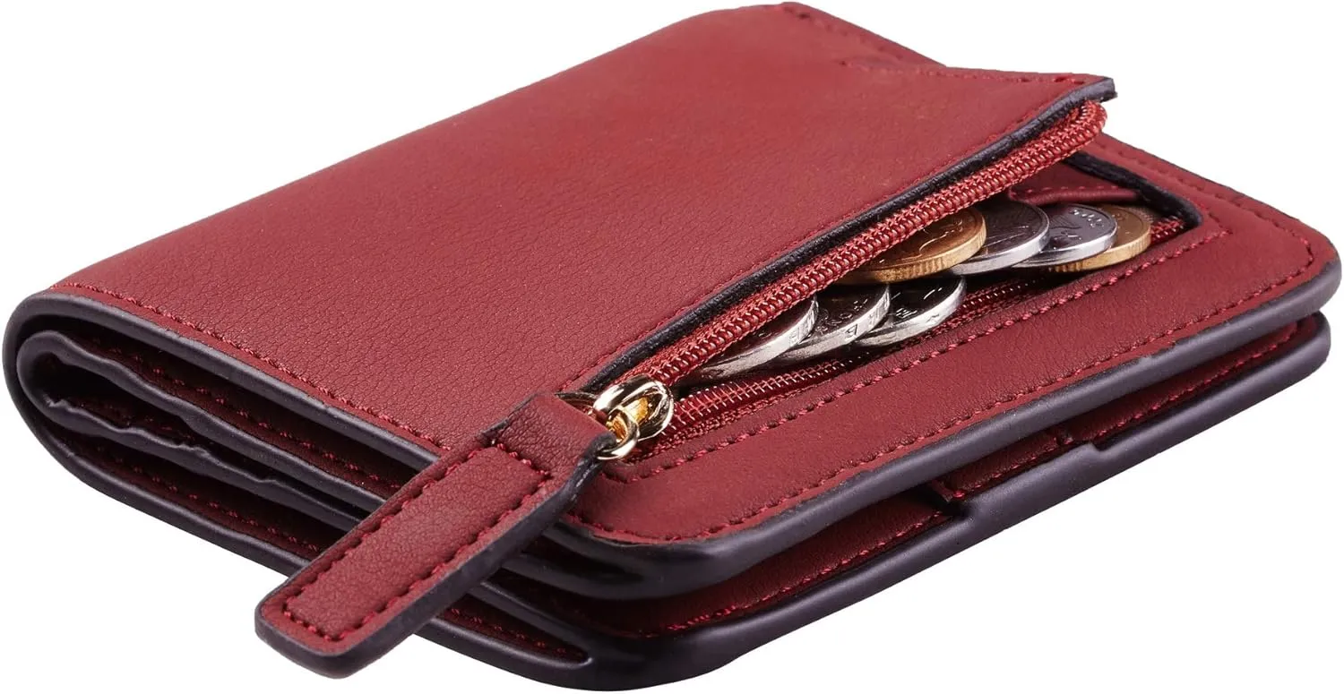 Toughergun Wallet Women Rfid Blocking Small Compact Bifold Luxury Leather Pocket Wallet Ladies Mini Purse with ID Window