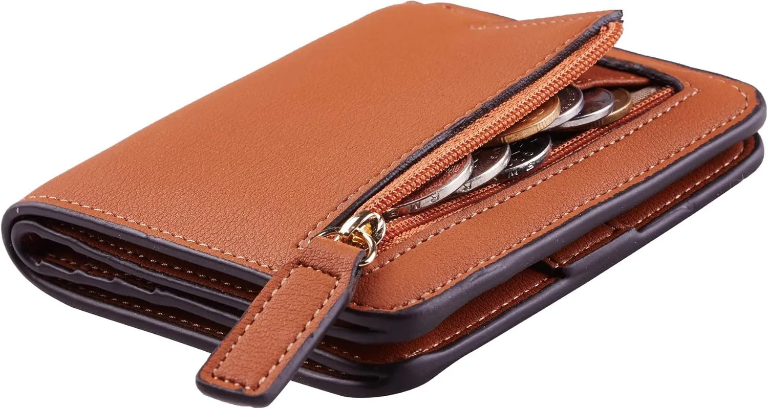 Toughergun Wallet Women Rfid Blocking Small Compact Bifold Luxury Leather Pocket Wallet Ladies Mini Purse with ID Window
