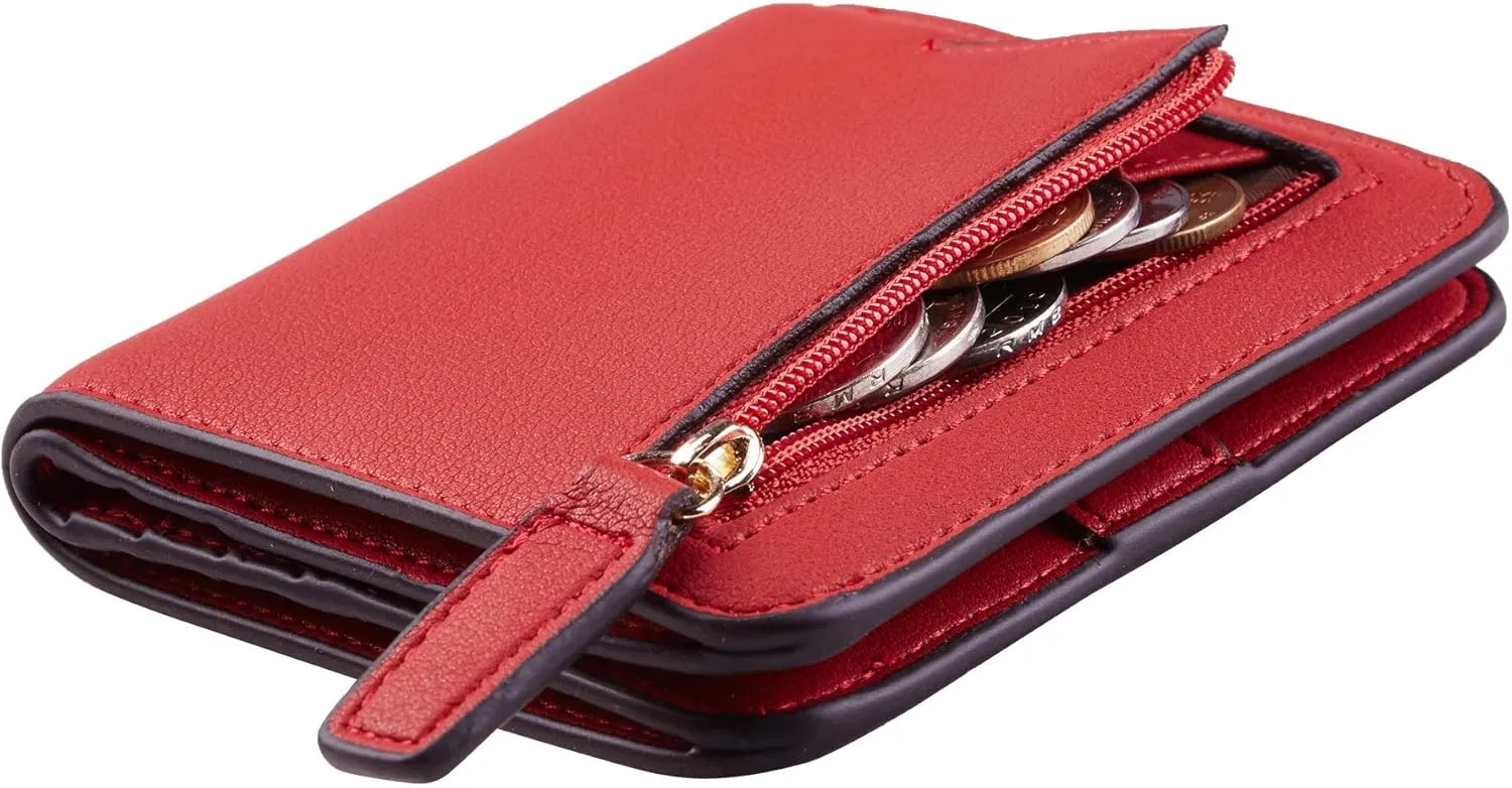 Toughergun Wallet Women Rfid Blocking Small Compact Bifold Luxury Leather Pocket Wallet Ladies Mini Purse with ID Window