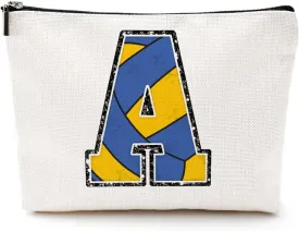 Volleyball Gifts Initial Makeup Bag Monogrammed Cosmetic Bag Letter A Zipper Pouch Volleyball Accessories for Girls Women Player Coach Friend Stuff Graduation Birthday Gifts