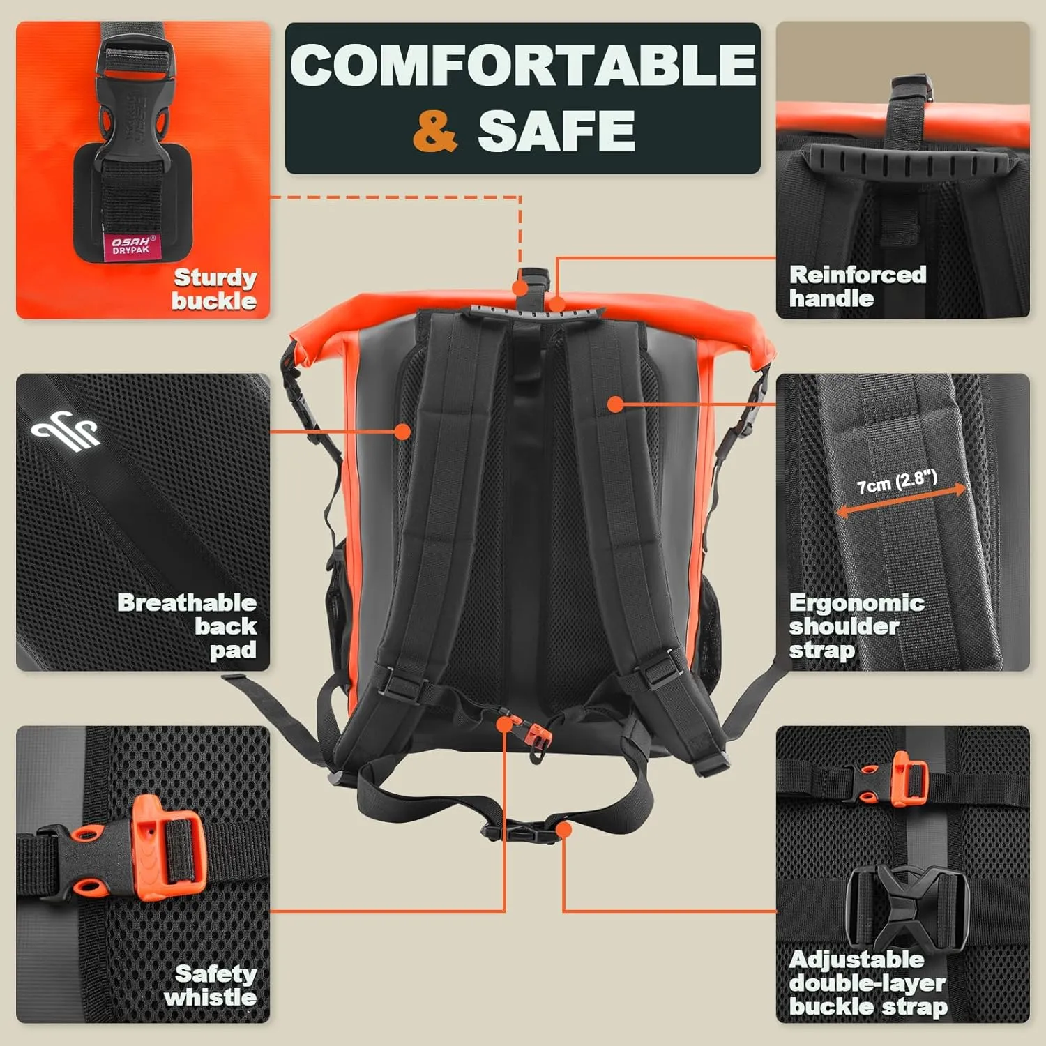 Waterproof Backpack Dry Bag 35L/55L  Heavy Duty Roll-Top Hiking Backpack Sack Keeps Gear Dry for Travel, Kayaking, Boating, Camping, Rafting and Fishing