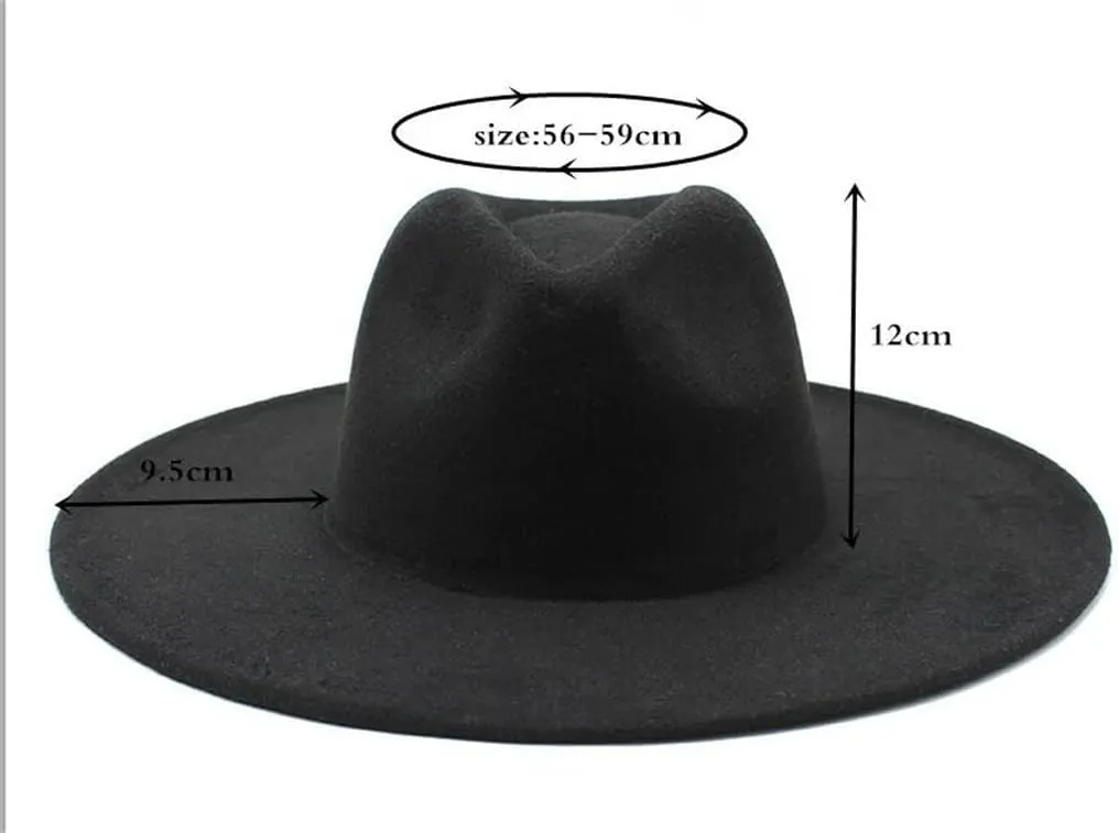 Winter Wool Solid Classic Fedoras Cap Men Women Panama Jazz Hat Wide Brim Big Fedoras Womens Hats with Brim
