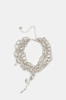 Women Embellished Silver Bracelet
