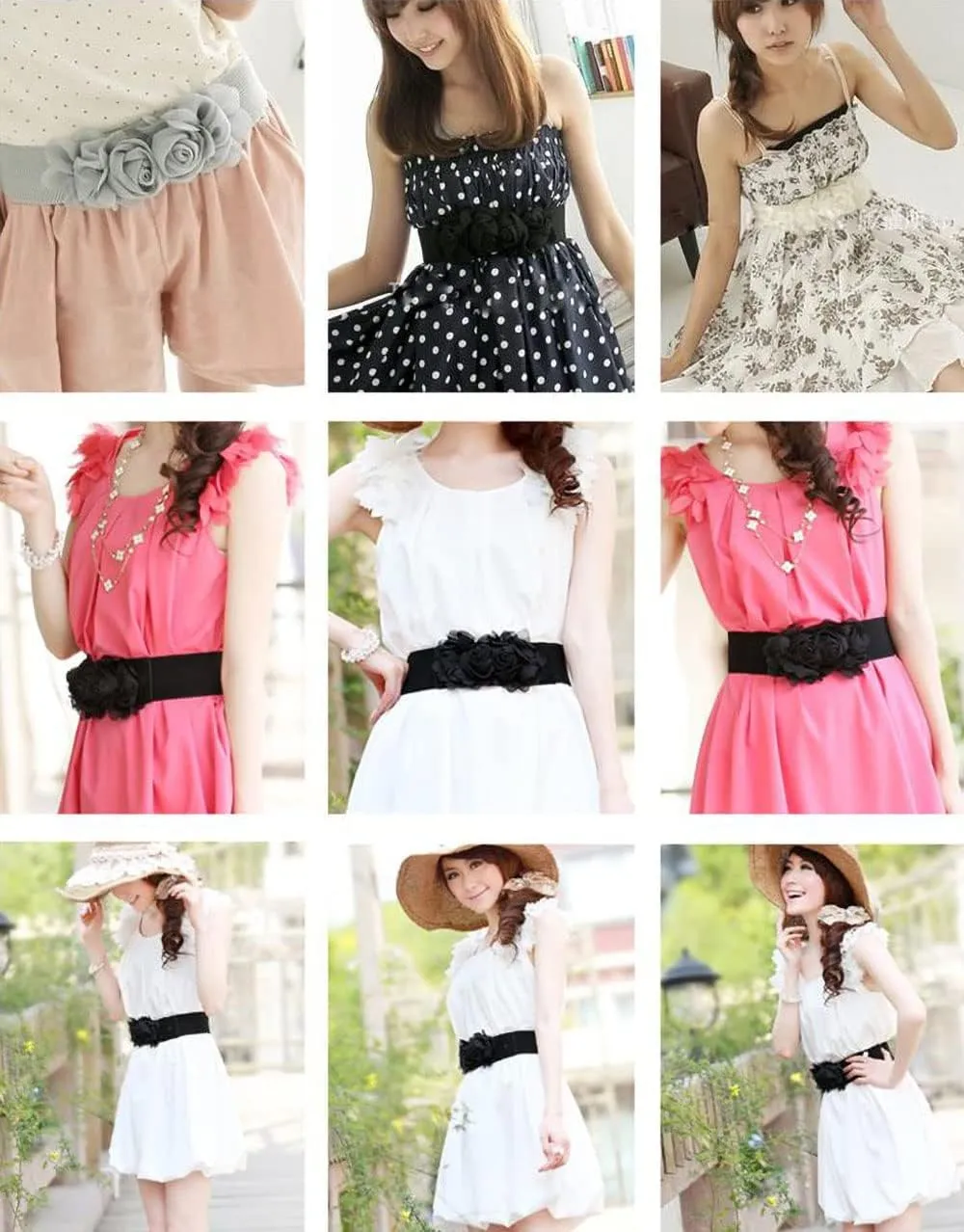 Women's 2 Packs Elastic Corset Waist Belts Stretch Wide Double Rose-Flower for Wedding Dresses