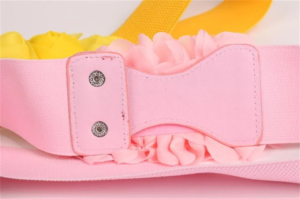 Women's 2 Packs Elastic Corset Waist Belts Stretch Wide Double Rose-Flower for Wedding Dresses