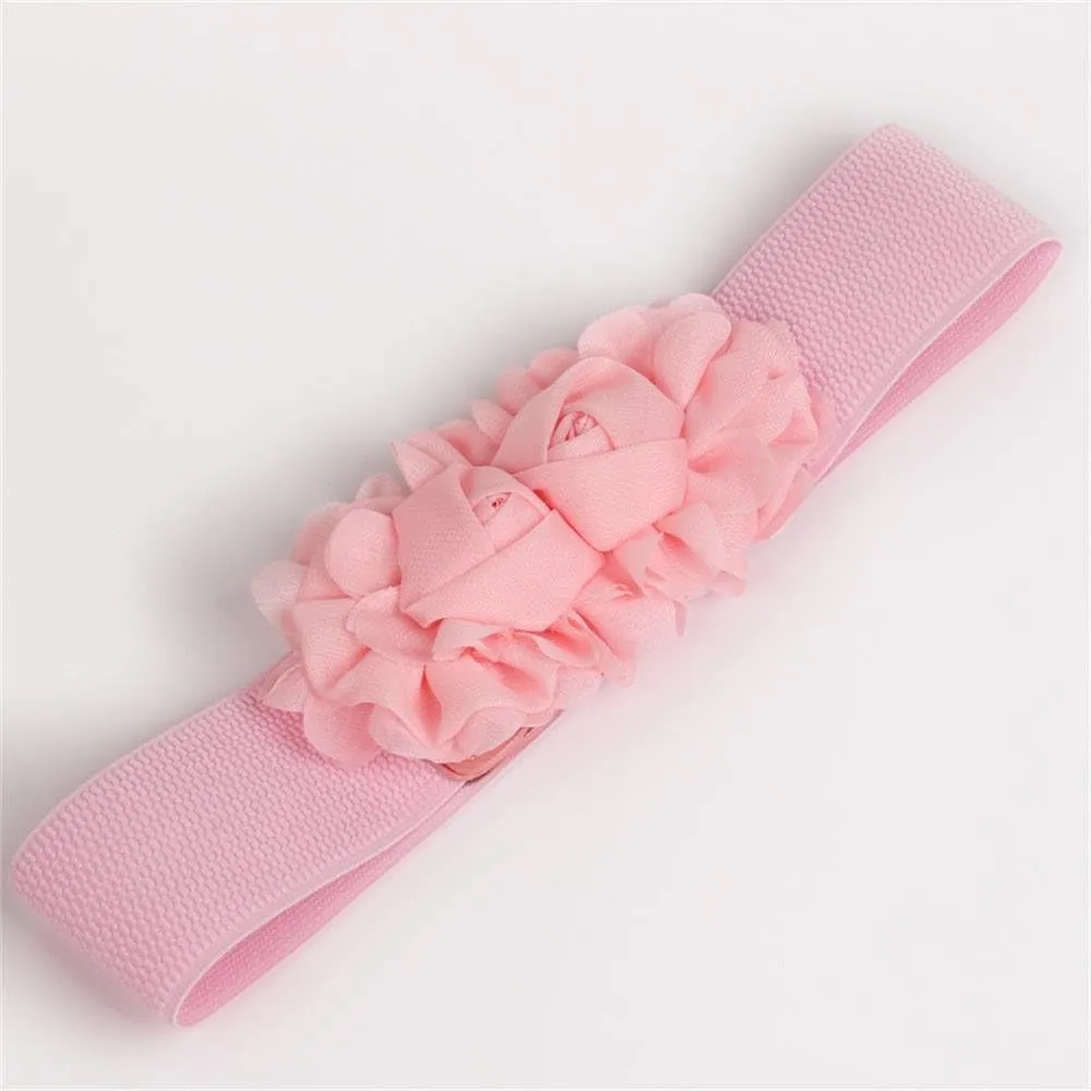 Women's 2 Packs Elastic Corset Waist Belts Stretch Wide Double Rose-Flower for Wedding Dresses